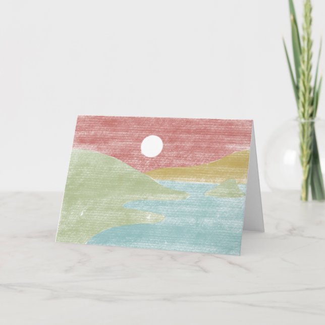 Hand Drawn Minimalist Landscape Greeting Card (Front)