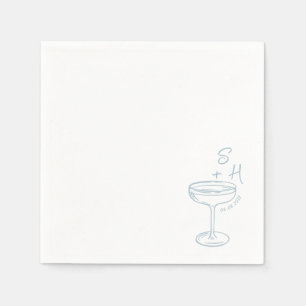 Hand Drawn minimalist Simple Cocktail Wedding  Napkin
