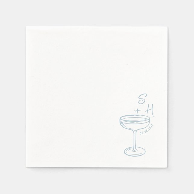 Hand Drawn minimalist Simple Cocktail Wedding  Napkin (Front)