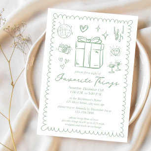 Hand Drawn Mint Green Favourite Things Party Invitation