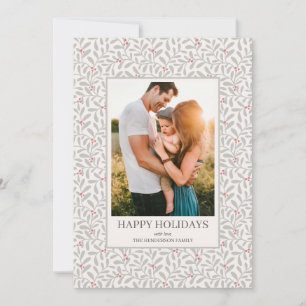Hand drawn mistletoe pattern Holiday photo card