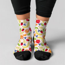 Hand Drawn Mixed Fruit Pattern Novelty Monogram   