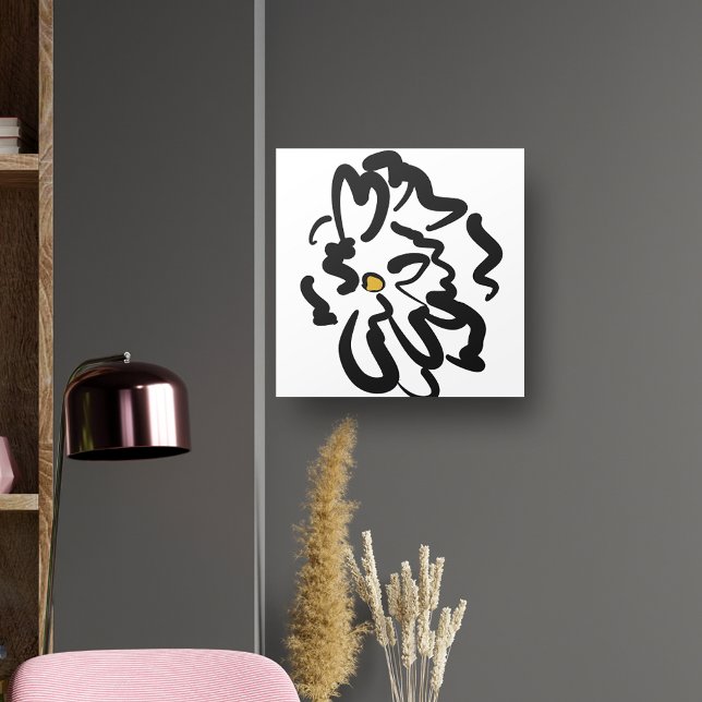 Hand Drawn Modern Black and White Flower Canvas Print (Creator Uploaded)