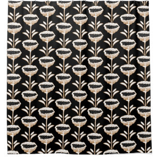 Hand Drawn Modern Poppy Design Black Gold