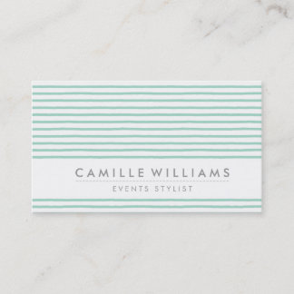 HAND DRAWN modern rustic stripe pattern mint green Business Card