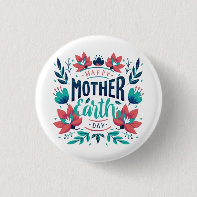 Hand Drawn Mother Earth Day Design-23184 1 Inch Round Button (Front)