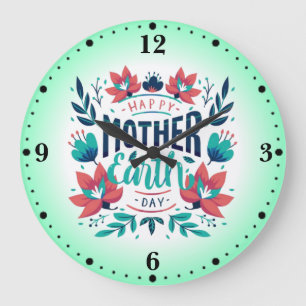 Hand Drawn Mother Earth Day Design-23184 Large Clock