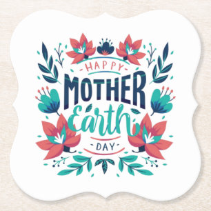 Hand Drawn Mother Earth Day Design-23184 Paper Coaster