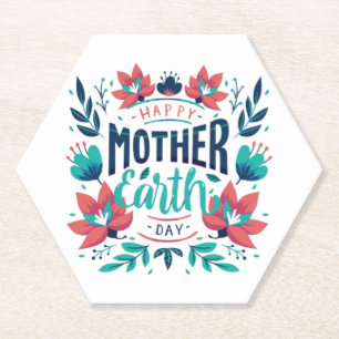 Hand Drawn Mother Earth Day Design-23184 Paper Coaster