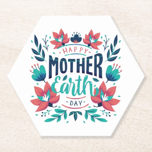 Hand Drawn Mother Earth Day Design-23184 Paper Coaster (Front)