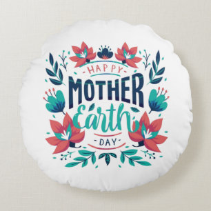 Hand Drawn Mother Earth Day Design-23184 Round Pillow