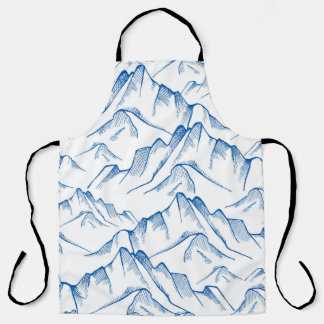 Hand-Drawn Mountain Landscape Pattern. Apron