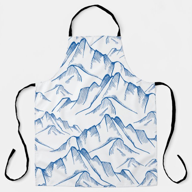 Hand-Drawn Mountain Landscape Pattern. Apron (Front)