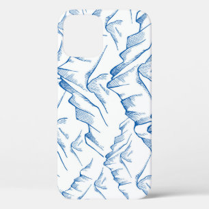 Hand-Drawn Mountain Landscape Pattern. iPhone 12 Case