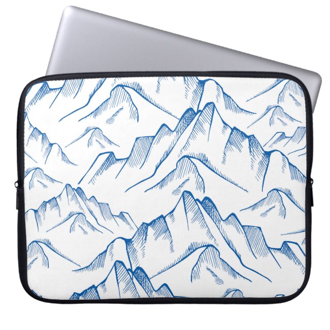 Hand-Drawn Mountain Landscape Pattern. Laptop Sleeve (Front)