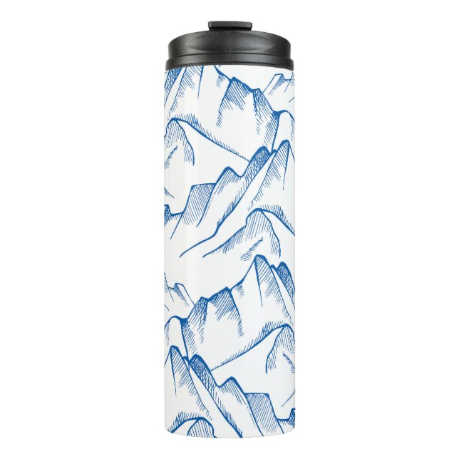 Hand-Drawn Mountain Landscape Pattern. Thermal Tumbler (Front)