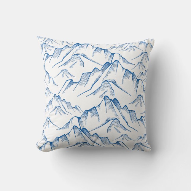 Hand-Drawn Mountain Landscape Pattern. Throw Pillow (Front)