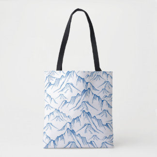 Hand-Drawn Mountain Landscape Pattern. Tote Bag