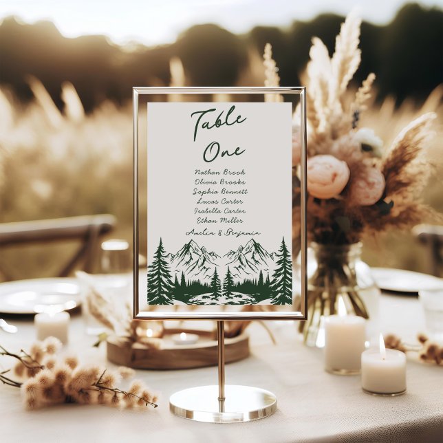 Hand Drawn Mountain Summer Wedding Table Number (Creator Uploaded)