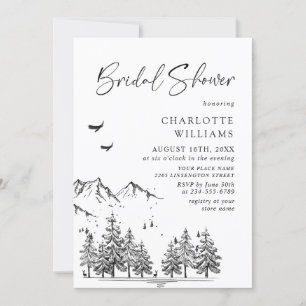 Hand Drawn Mountains Forest Bridal Shower Invitation