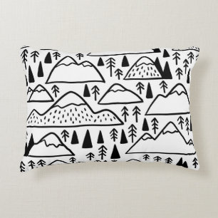 Hand drawn mountains set. collection with mountain accent pillow