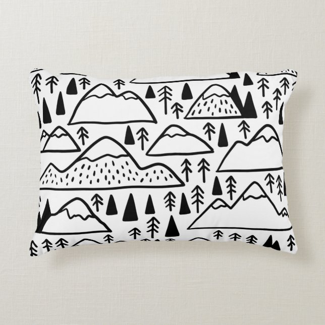 Hand drawn mountains set. collection with mountain accent pillow (Front)