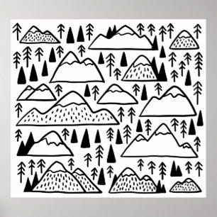 Hand drawn mountains set. collection with mountain poster