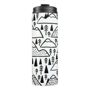 Hand drawn mountains set. collection with mountain thermal tumbler