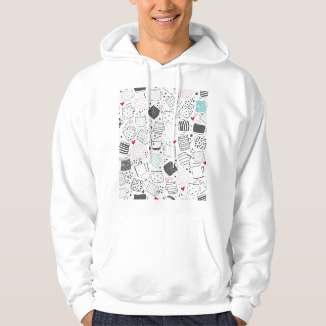 Hand-drawn mug pattern, seamless design. hoodie (Front)