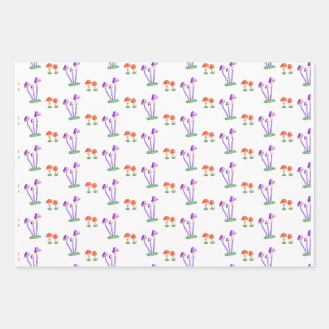 Hand-Drawn Mushroom Wrapping Paper  (Front)