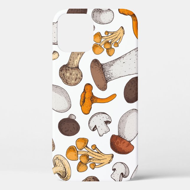 Hand-drawn mushrooms: food background. Case-Mate iPhone case (Back)