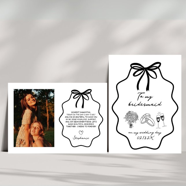 Hand Drawn My Bridemaid On My Wedding Day Photo Invitation (Creator Uploaded)