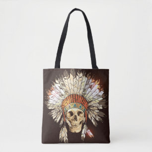Hand Drawn Native American Indian Headdress With H Tote Bag