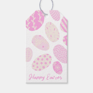 Hand Drawn Nature Easter Eggs in Pink Gift Tags