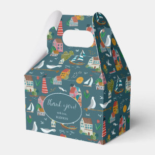 Hand drawn Nautical Blue Boy Baby Shower Thank you Favor Box