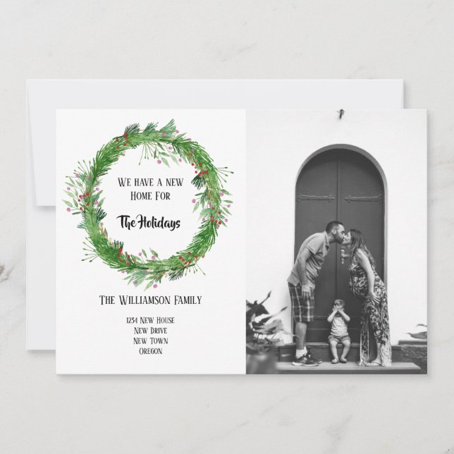 Hand Drawn New Home for the Holidays Photo Card (Front)