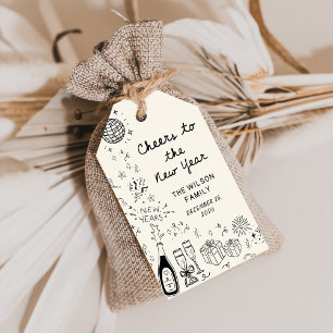  Hand Drawn New Year's Eve Party Gift Tags