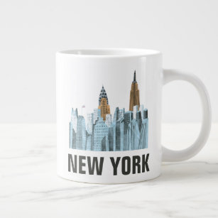 Hand Drawn New York City, NY Large Coffee Mug