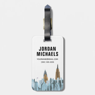 Hand Drawn New York City, NY Luggage Tag