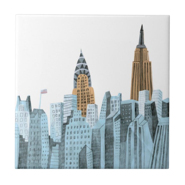 Hand Drawn New York City, NY Tile (Front)