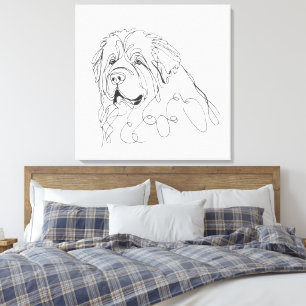 Hand Drawn Newfoundland Minimalist Line Art Canvas Print