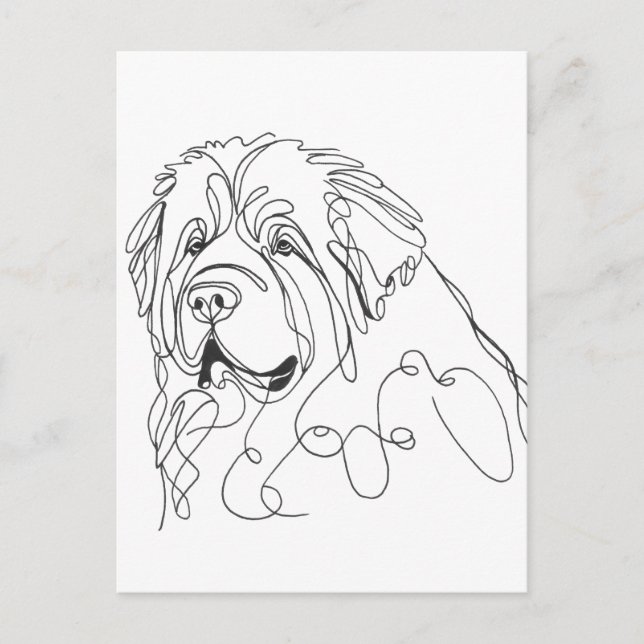 Hand Drawn Newfoundland Minimalist Line Art Postcard (Front)