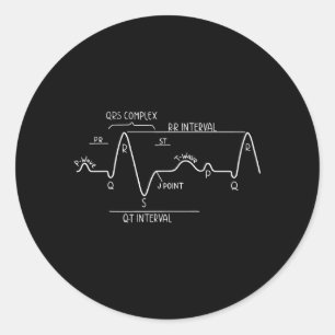 Hand Drawn Normal Ecg Ekg Electrocardiogram Classic Round Sticker
