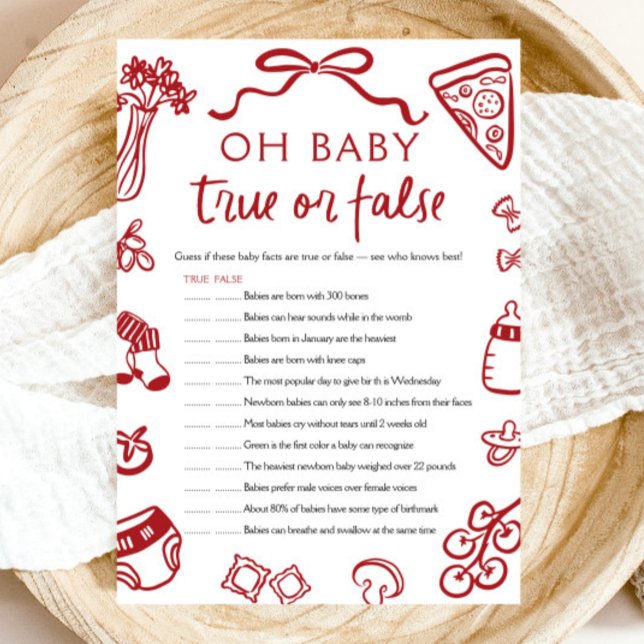 Hand Drawn Oh Baby True or False Baby Shower Game Invitation (Hand Drawn Oh Baby True or False Baby Shower Game)