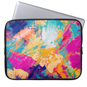 Hand drawn oil painting. Abstract art background.  Laptop Sleeve