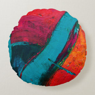 Hand drawn oil painting. Abstract art background.  Round Pillow