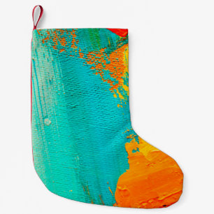 Hand drawn oil painting. Abstract art background. Small Christmas Stocking