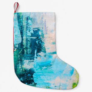 Hand drawn oil painting. Abstract art background. Small Christmas Stocking