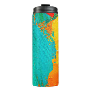Hand drawn oil painting. Abstract art background.  Thermal Tumbler