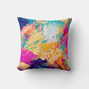 Hand drawn oil painting. Abstract art background. Throw Pillow
